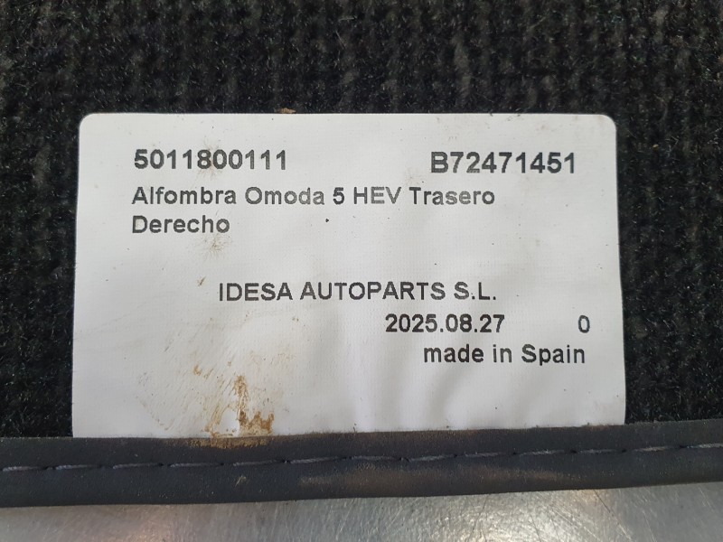 Recambio de juego alfombrillas para omoda omoda 5 hev referencia OEM IAM 403004366AAABK 5011800111 