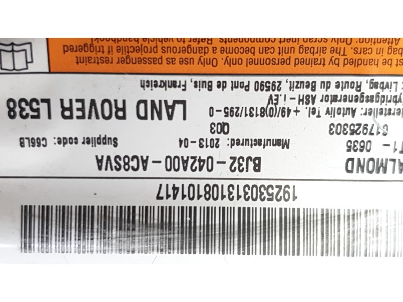 Recambio de kit airbag para land rover evoque hse dynamic referencia OEM IAM LR071316  