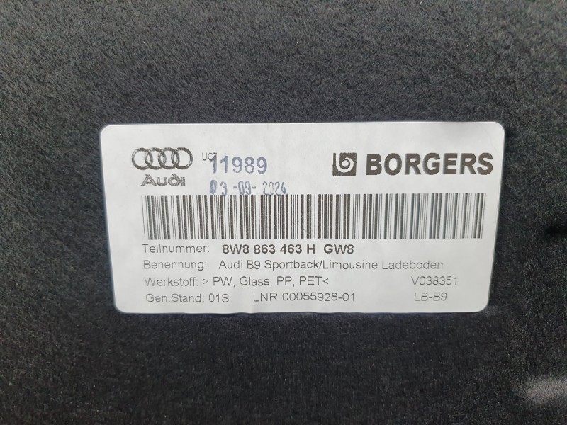 Recambio de tapizado maletero suelo para audi a5 sportback (f5a, f5f) 40 tfsi mild hybrid referencia OEM IAM 8W8863463H 8W886346
