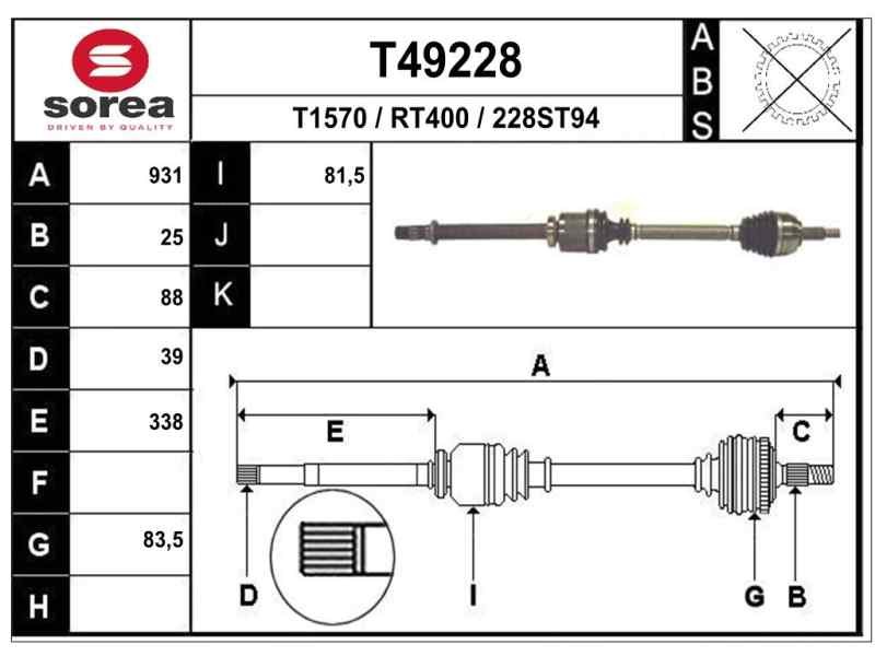 Recambio de transmision delantera derecha para renault scenic ii dynamique referencia OEM IAM 8200375538 T49228 