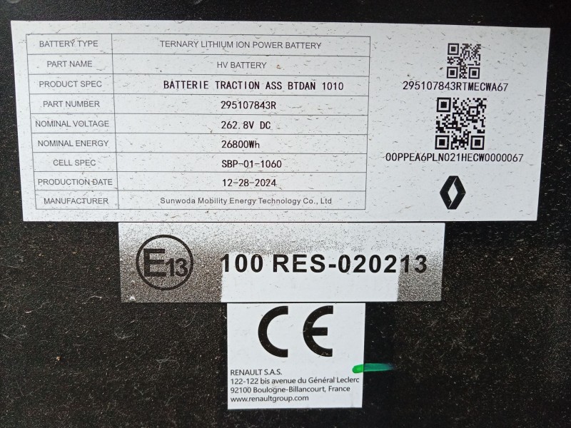 Recambio de bateria para dacia spring referencia OEM IAM   