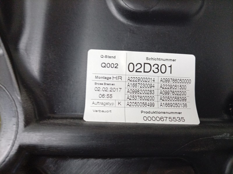 Recambio de elevalunas trasero derecho para mercedes-benz glc coupe (c253) 250 d 4-matic (253.309) referencia OEM IAM  A22290020