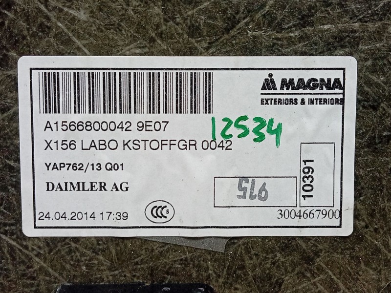 Recambio de alfombra maletero para mercedes-benz clase gla (x156) gla 200 cdi / d (156.908) referencia OEM IAM  A15668000429E07 