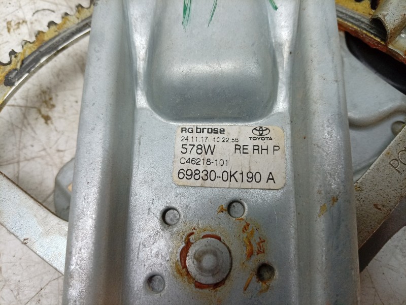 Recambio de elevalunas trasero derecho para toyota hilux (gun1) doble cabina dlx 4x4 referencia OEM IAM  698030K120 