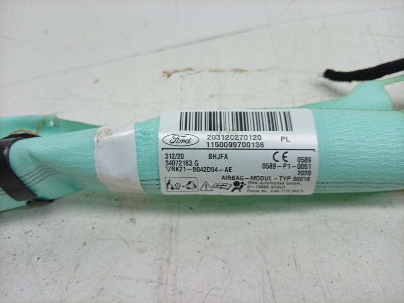 Recambio de airbag cortina delantero derecho para ford tourneo custom v362 autobús (f3) 2.0 ecoblue mhev referencia OEM IAM 0589
