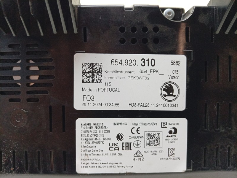 Recambio de cuadro instrumentos para skoda fabia iv (pj3) 1.0 mpi referencia OEM IAM 10A855 654920310 