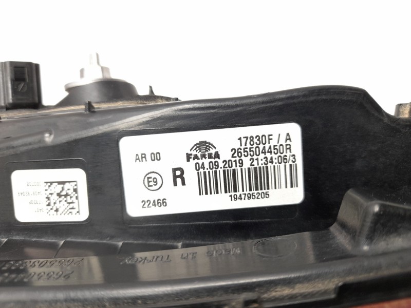 Recambio de piloto trasero derecho interior para renault clio v (b7_) 1.0 lpg (b7mt) referencia OEM IAM  265504450R 