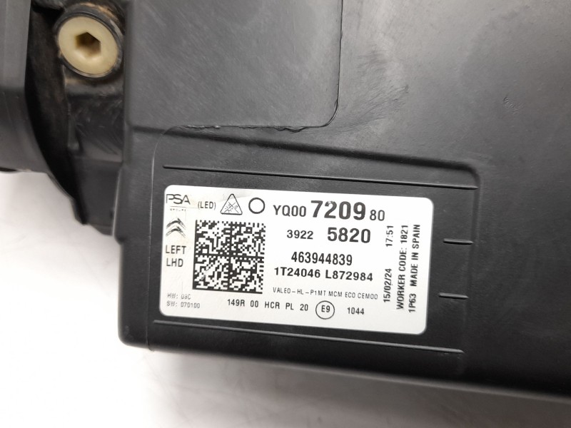 Recambio de faro izquierdo para citroën c3 aircross ii van (2c_, 2r_) puretech 82 referencia OEM IAM  YQ00720980 