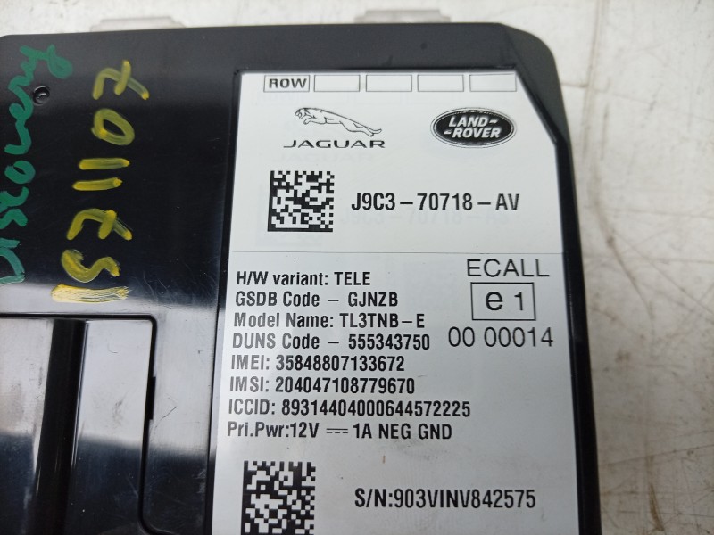 Recambio de modulo electronico para land rover discovery sport (l550) 2.0 d 4x4 referencia OEM IAM  J9C370718AV 
