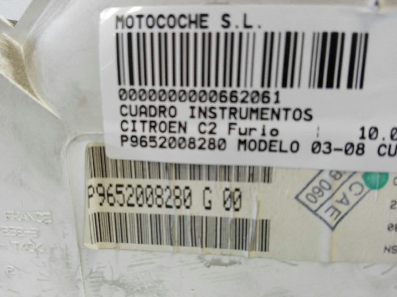 Recambio de cuadro instrumentos para citroen c2 furio referencia OEM IAM P9652008280  