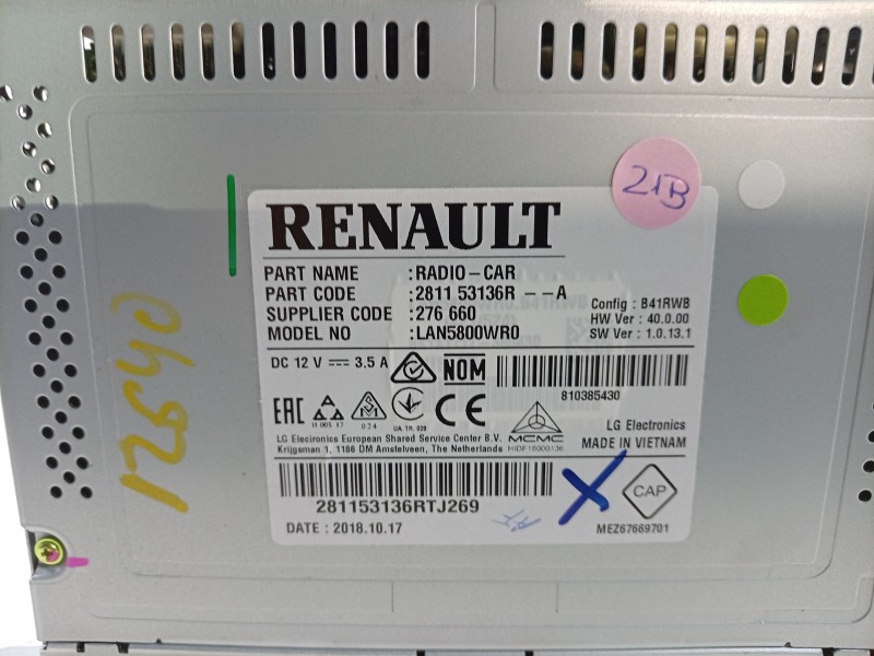 Recambio de pantalla multifuncion para renault captur i (j5_, h5_) 0.9 tce 90 referencia OEM IAM  281153136R 