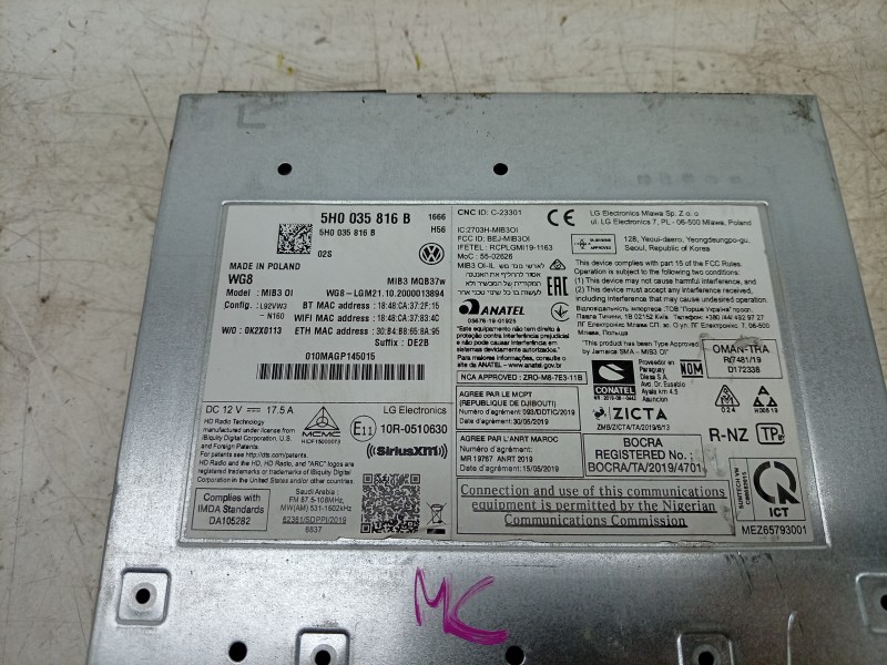 Recambio de sistema navegacion gps para volkswagen golf viii lim. (cd1) life referencia OEM IAM  5H0035816B 