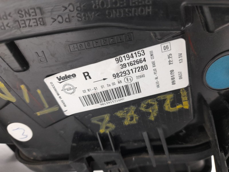 Recambio de piloto trasero derecho para opel corsa f (p2jo) 1.2 (68) referencia OEM IAM  9829317280 103F16720770/16531522/232050