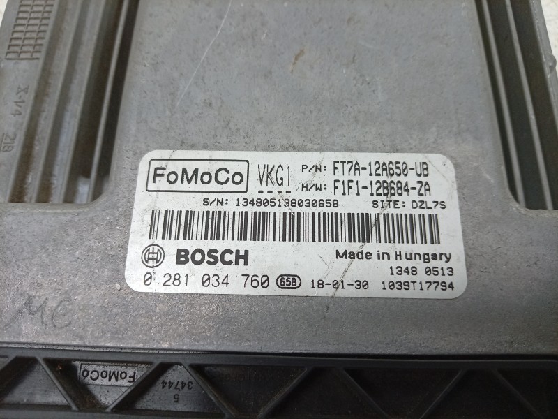 Recambio de centralita motor uce para ford transit courier b460 furgón/monospace 1.5 tdci referencia OEM IAM 0281034760 FT7A12A6