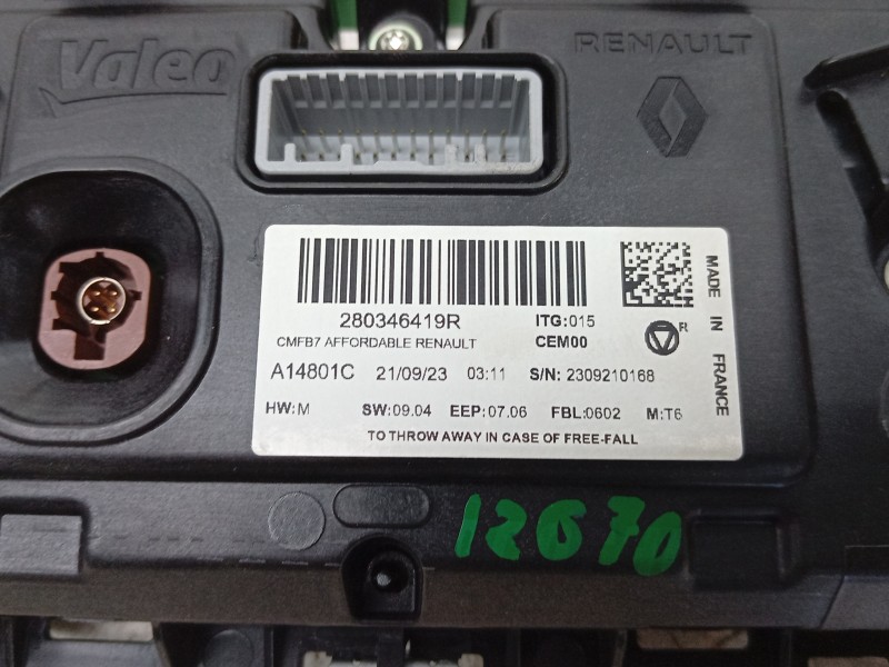 Recambio de pantalla multifuncion para renault captur ii (hf_) tce 90 (hfm6) referencia OEM IAM 280346419R 259152694R 