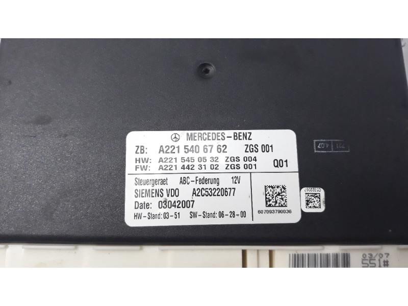 Recambio de centralita suspension para mercedes-benz clase cl (w216) coupe 5.5 v8 cat referencia OEM IAM A2215406762  