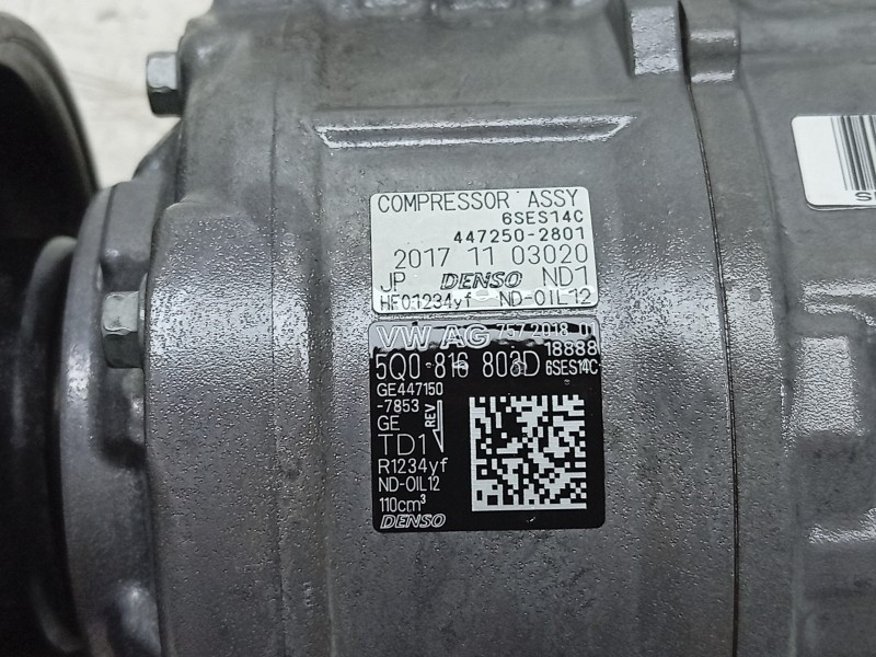 Recambio de compresor aire acondicionado para audi q3 (8ub, 8ug) 1.4 tsi referencia OEM IAM  5Q0816803D CAF060037HQ/32936/CAF060