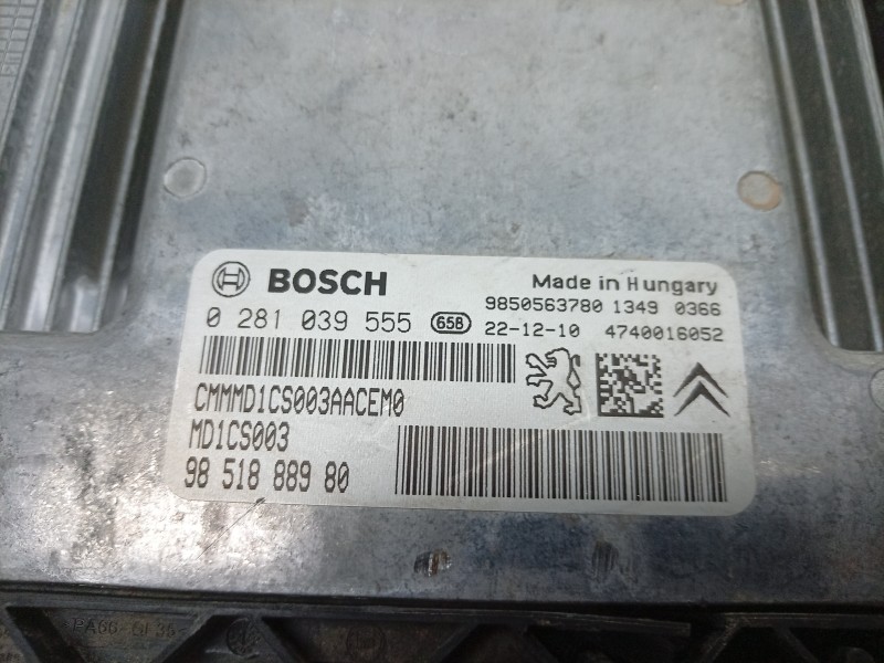 Recambio de centralita motor uce para citroën c3 iii (sx) 1.5 bluehdi 100 (sxyhyp, sxyhtu) referencia OEM IAM 0281039555 9851888