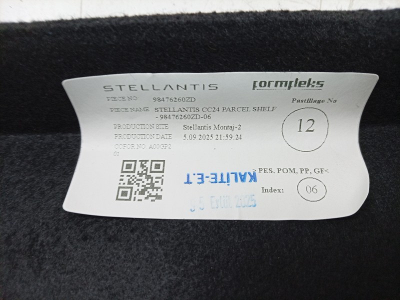 Recambio de bandeja trasera para citroën e-c3 aircross electrico 113cv max referencia OEM IAM  98476260ZD 