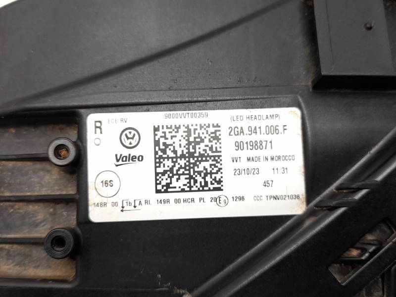 Recambio de faro derecho para volkswagen t-roc (a11, d11) 1.0 tsi referencia OEM IAM  2GA941006F 2481018