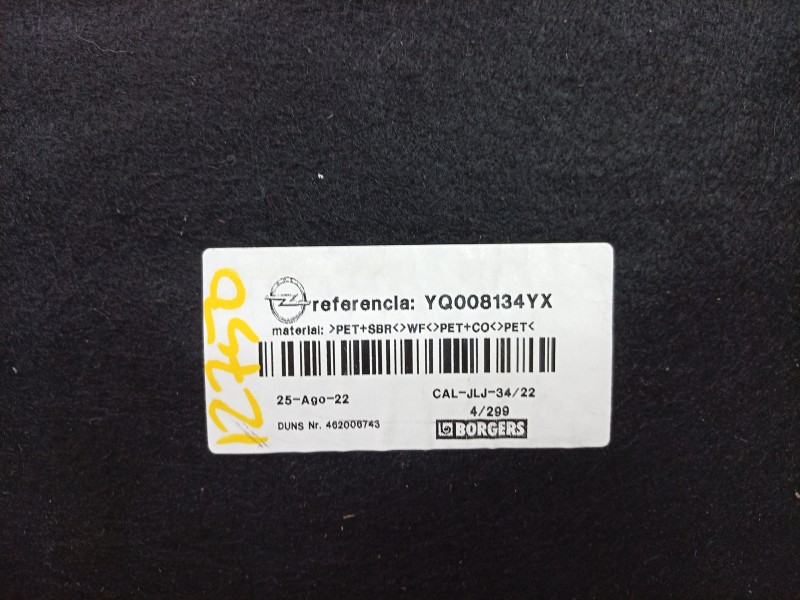 Recambio de alfombra maletero para opel crossland referencia OEM IAM  YQ008134YX 