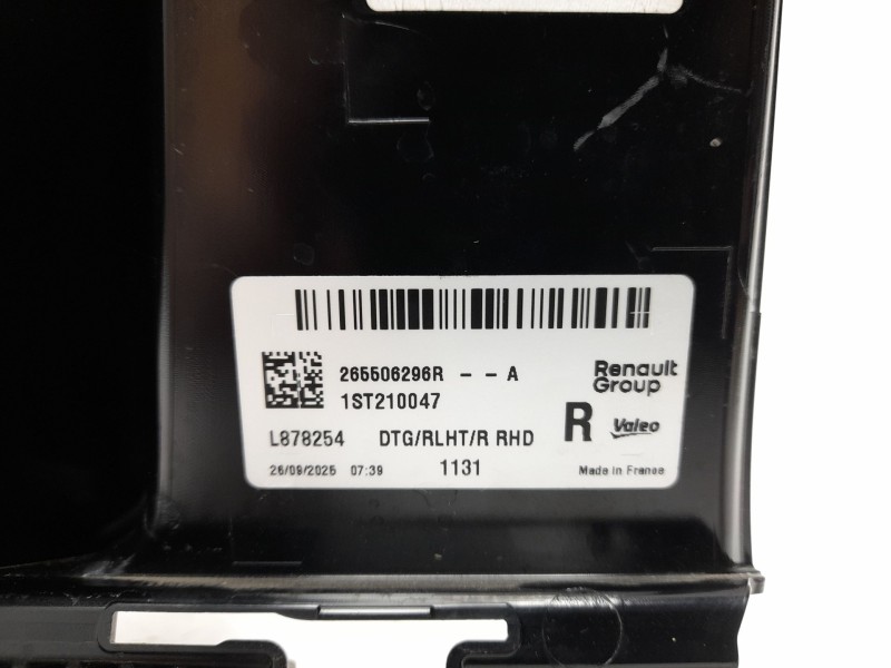 Recambio de piloto trasero derecho para renault 5 e-tech 150 referencia OEM IAM  265506296R 