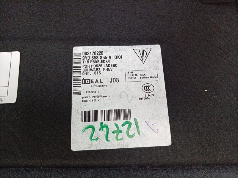 Recambio de alfombra maletero para porsche cayenne (9ya) 3.0 e-hybrid awd (9yaae1) referencia OEM IAM  9Y0858855A 