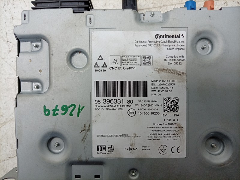 Recambio de sistema navegacion gps para citroën c3 aircross ii (2r_, 2c_) 1.5 bluehdi 110 referencia OEM IAM  9839633180 