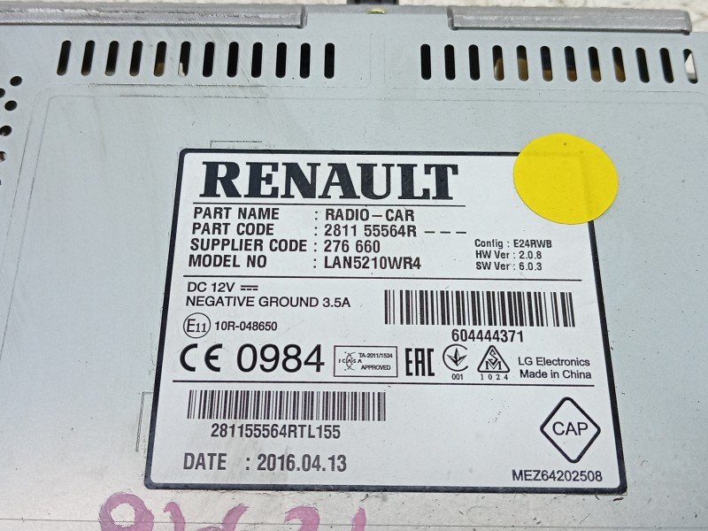 Recambio de sistema navegacion gps para renault clio iv (bh_) 0.9 tce 90 referencia OEM IAM  281155564R 