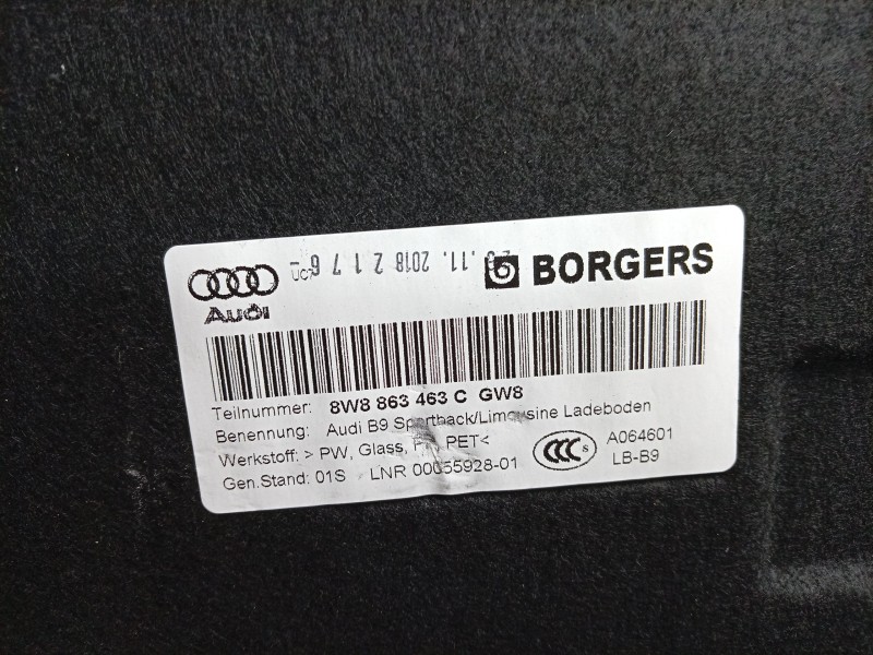 Recambio de alfombra maletero para audi a5 sportback (f5a, f5f) 35 tfsi mild hybrid referencia OEM IAM  8W8863463C 