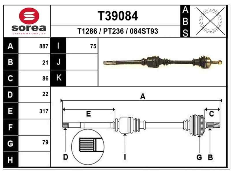 Recambio de transmision delantera derecha para peugeot 206 berlina xr referencia OEM IAM 32733X P1161 