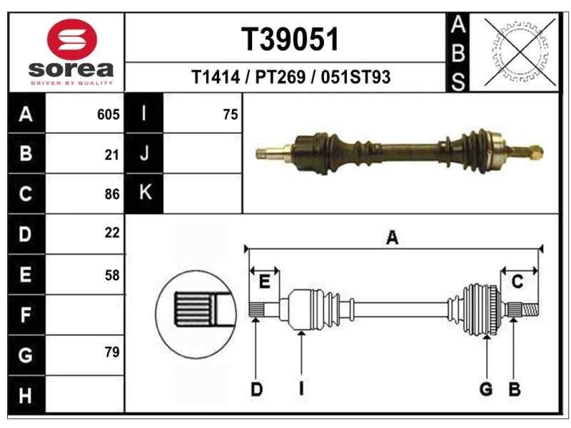 Recambio de transmision delantera izquierda para peugeot 206 berlina xr referencia OEM IAM 32728E P1164 