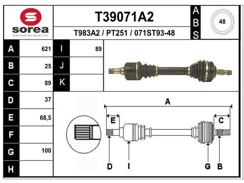 Recambio de transmision delantera izquierda para peugeot 406 berlina (s1/s2) stdt referencia OEM IAM 3272S7 P1380 