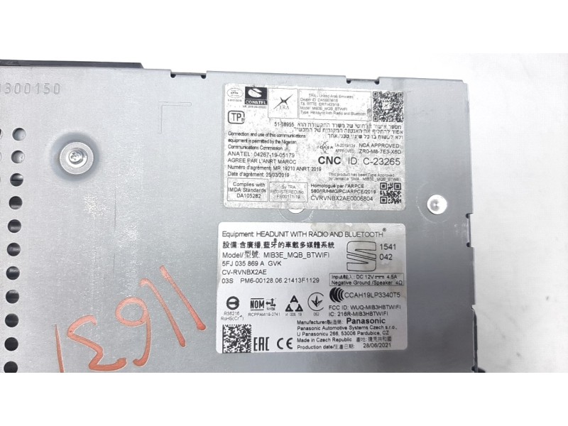 Recambio de sistema audio / radio cd para seat ibiza (kj1) 1.0 referencia OEM IAM 5FJ035869A  