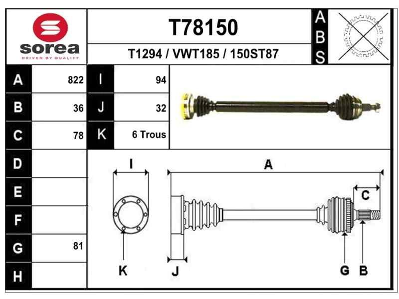Recambio de transmision delantera derecha para volkswagen golf iv berlina (1j1) conceptline referencia OEM IAM 1J0407272AP T7815