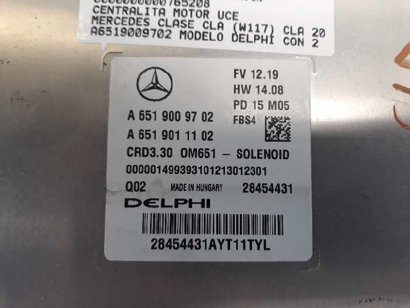 Recambio de centralita motor uce para mercedes-benz clase cla (w117) cla 200 cdi (117.308) referencia OEM IAM A6519009702 A65190