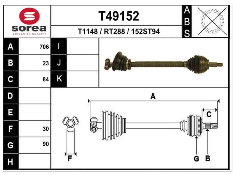Recambio de transmision delantera izquierda para renault laguna (b56) 1.9 dti carminat (a) referencia OEM IAM 7711135204 R1352 
