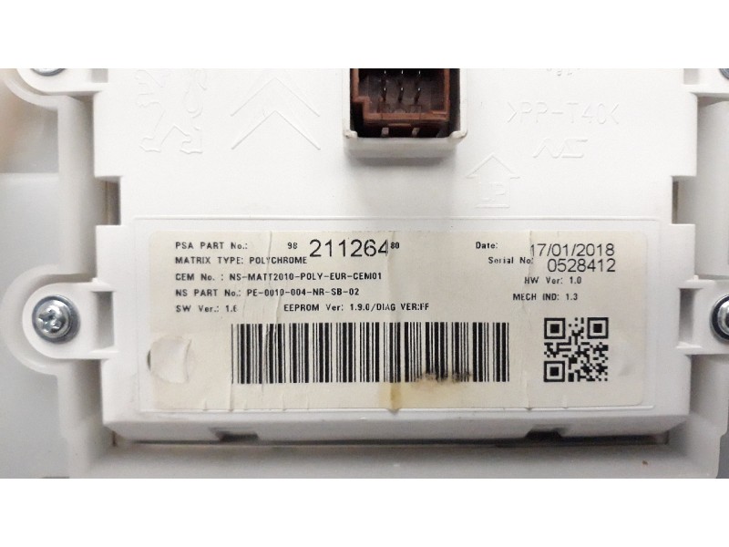 Recambio de cuadro instrumentos para peugeot 208 1.2 12v e-thp referencia OEM IAM 9822915380  