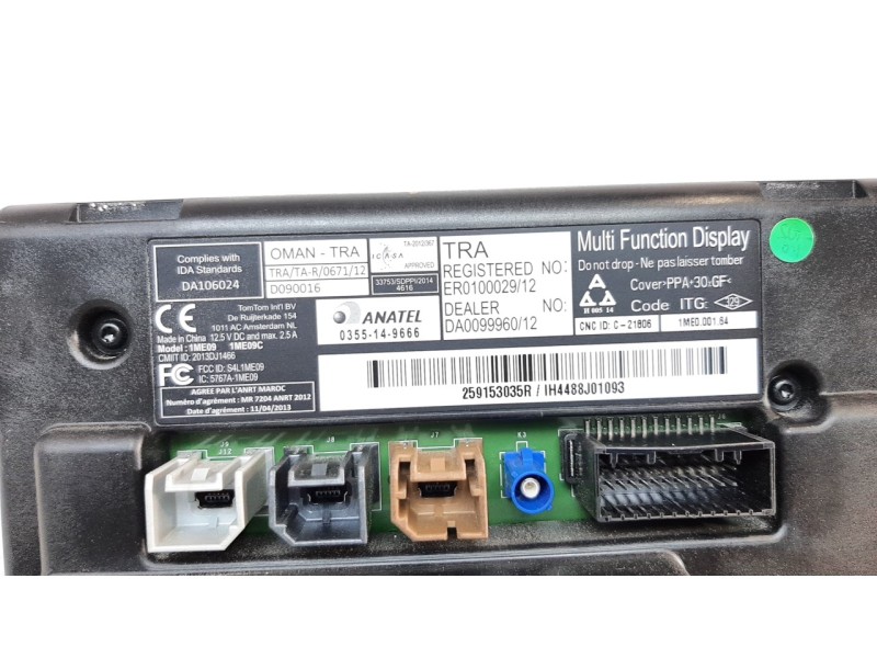 Recambio de pantalla multifuncion para renault clio iv referencia OEM IAM 259153035R  