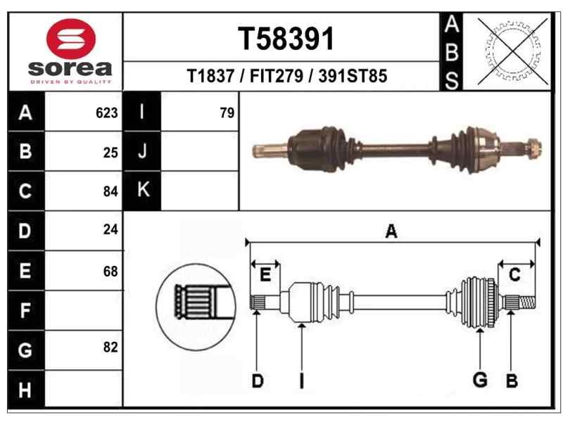 Recambio de transmision delantera izquierda para alfa romeo mito (145) basis (2016) referencia OEM IAM 0051947028 F1196 