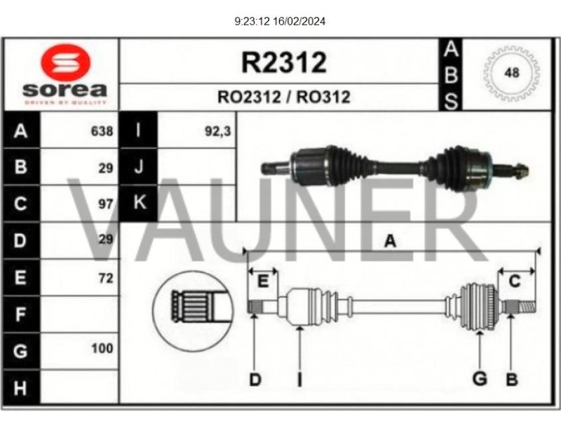 Recambio de transmision delantera izquierda para land rover range rover sport 3.0 td v6 cat referencia OEM IAM LR025874 R2312 TD