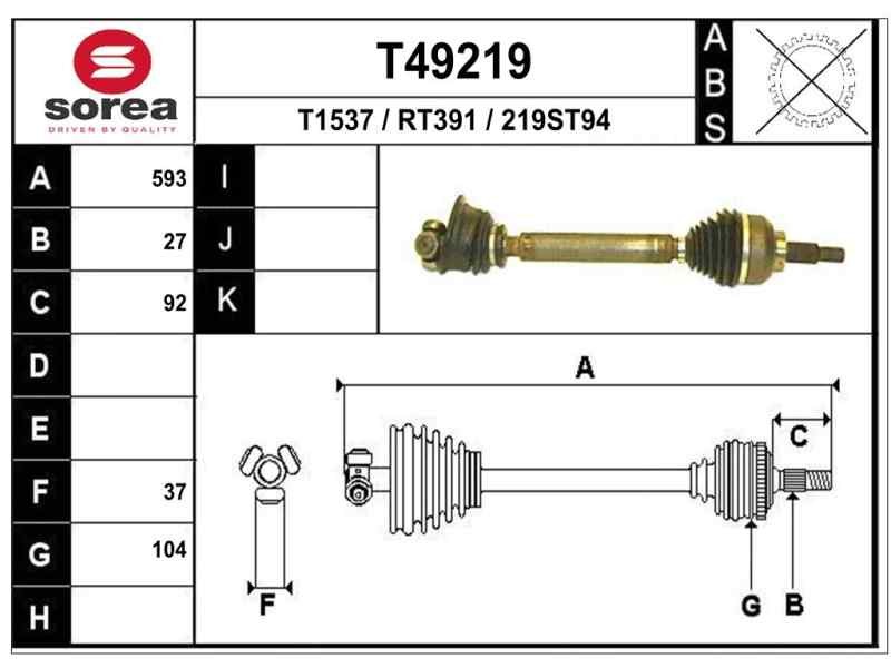Recambio de transmision delantera izquierda para renault laguna ii (bg0) privilege referencia OEM IAM 7711135320 R1456 