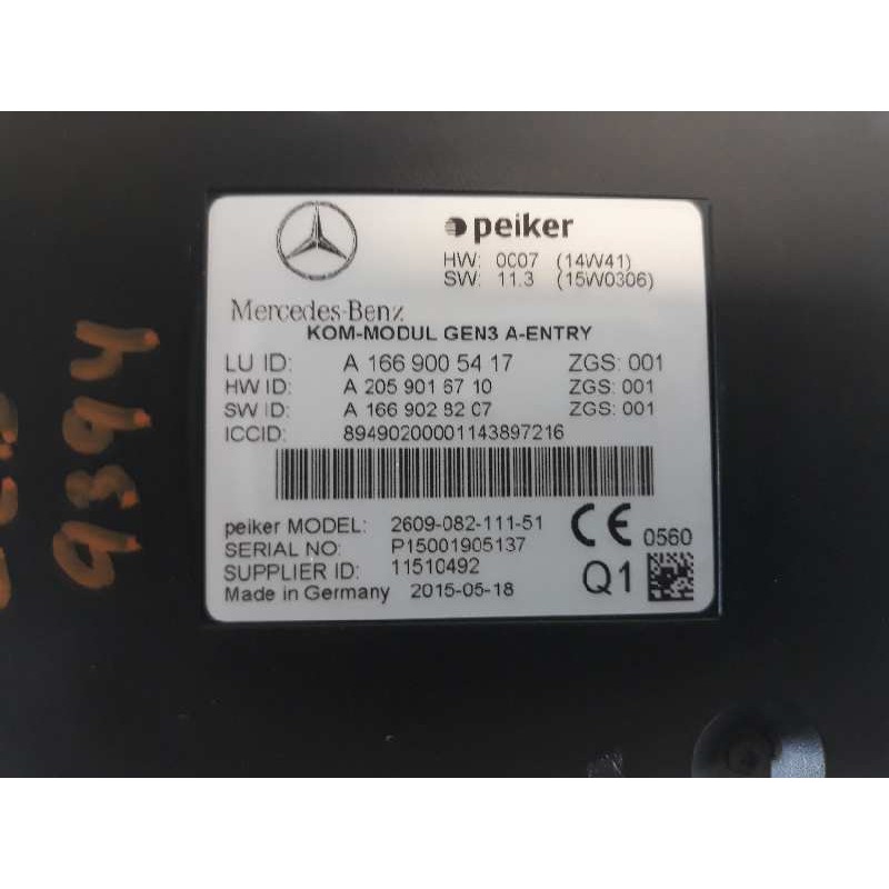Recambio de modulo electronico para mercedes-benz clase cla (w117) cla 200 cdi (117.308) referencia OEM IAM A1669005417 A2059016