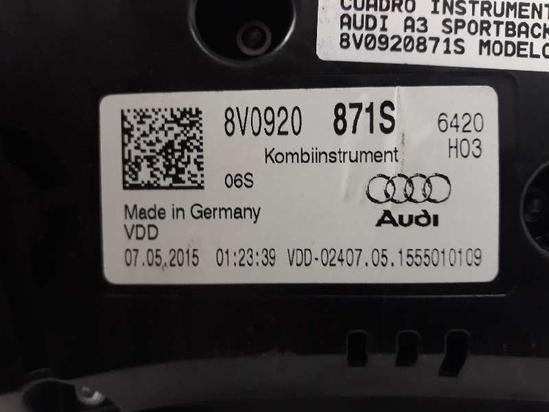 Recambio de cuadro instrumentos para audi a3 sportback (8va) ambition referencia OEM IAM 8V0920871S A2C94972400 