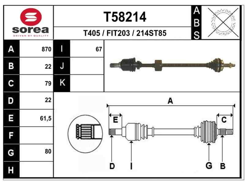 Recambio de transmision trasera derecha para fiat punto berl. (176) 75 elx referencia OEM IAM 0046307792 F1171 