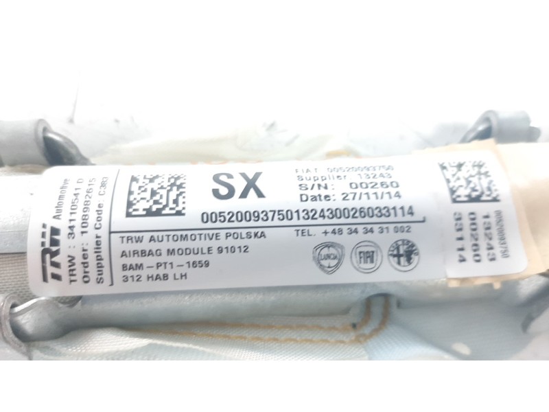 Recambio de airbag cortina delantero izquierdo para fiat 500 referencia OEM IAM 00520093750  