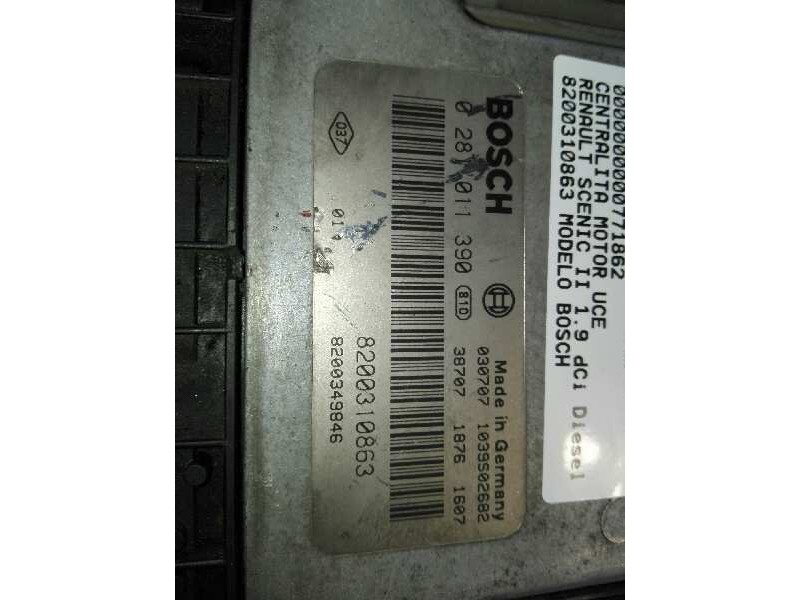 Recambio de centralita motor uce para renault scenic ii 1.9 dci diesel referencia OEM IAM 8200310863 0281011390 