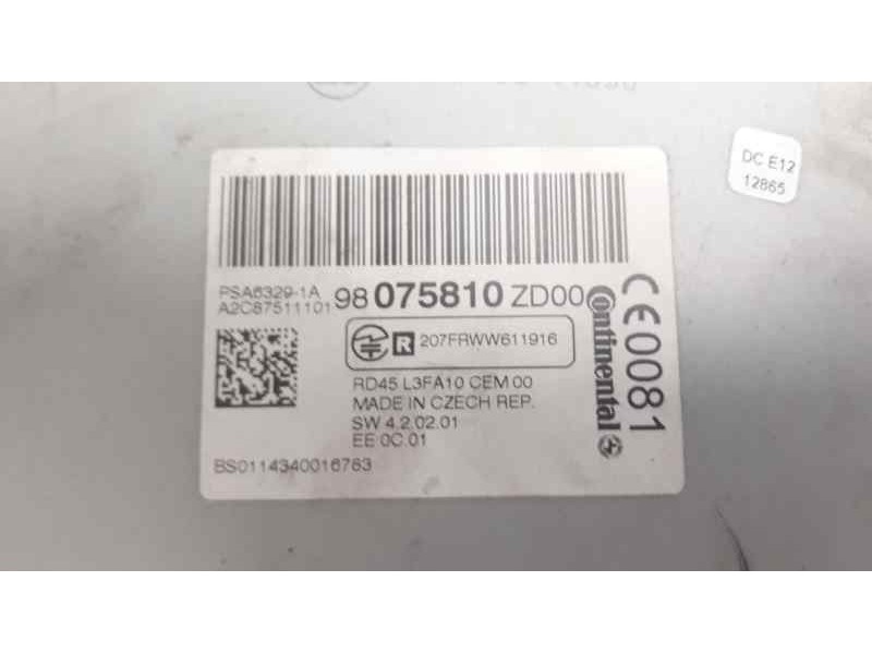Recambio de sistema audio / radio cd para citroen c-elysée exclusive referencia OEM IAM 98075810ZD  