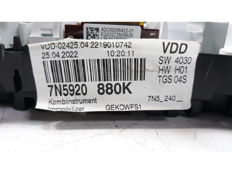 Recambio de cuadro instrumentos para seat alhambra (711) 1.4 16v tsi referencia OEM IAM 7N5920880K  
