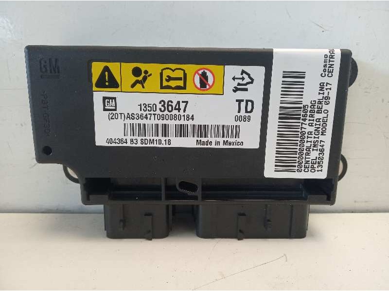 Recambio de centralita airbag para opel insignia berlina cosmo referencia OEM IAM 13503647 AS3647T090080184 404364B3SDM1018